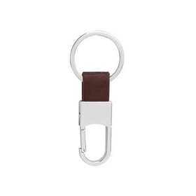 Custom Leather Metal Keychain, 3.2" L x 0.7" W