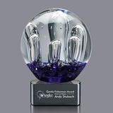 Custom Serendipity Large Hand Blown Art Glass Award w/ Black Base, 7 3/4