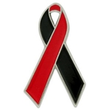 Blank Red And Black Awareness Ribbon Pin, 1