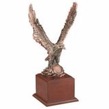 Blank Large Bronze Eagle w/Wood Base & Medallion Space (15 1/2