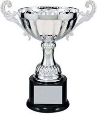Custom Silver Plated Aluminum Cup Trophy w/ Plastic Base (6.5")