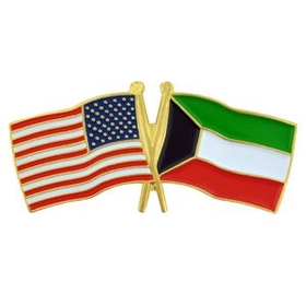 Blank Usa & Kuwait Flag Pin, 1 1/8" W X 1/2" H