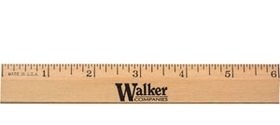 Custom 6" Clear Lacquer Beveled Wood Ruler w/ English Scale