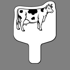 Custom Hand Held Fan W/ Horned Dairy Cow (Right Side View), 7 1/2" W x 11" H