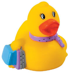 Blank Rubber Shopping Duck, 3 1/2" L x 3 3/4" W x 3 1/2" H