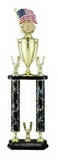 Custom Black & Gold Marbled Double Column Trophy w/Cup & Eagle Trims (27