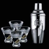 Custom Connoisseur 5 Piece Martini Set with Shaker & 4 Brisbane Glasses