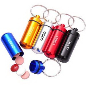 Custom Convenient Pill Bottles With Keyring, 1.9" L x 0.6" D