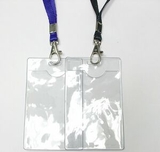 Custom Clear Vertical Vinyl Badge Holder with Lanyard