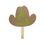 Custom Fan - Cowboy Hat shape Recycled Paper Hand Fan Sandwich - Wood Stick Handle, Price/piece