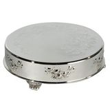 Custom Silver Plated Round Cake Plateau/ Plate with Rose Pattern (14