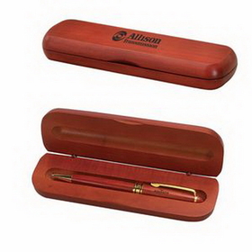 Custom Rosewood Case w/Pen Gift Set, 6.75" L x 2" W