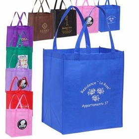 Custom Grocery Value Non Woven Tote Bag, 12.58" W x 13.75" H x 4.5" D