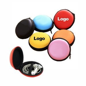 Custom Round Ear Buds Storage Case Earphone Box Headset Bag, 3 3/20" L x 3 3/20" W x 1 1/10" H