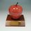 Custom Genuine Red Marble Apple Award With Wood Base, 3" Diameter X 3 3/4" H, Price/piece