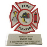 Custom Cast Stone Firefighter Maltese Cross Trophy (8 1/4