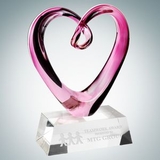 Custom Art Glass Compassionate Heart Award with Clear Base, 9 1/2