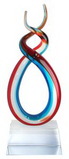 Custom Blue & Red Twists and Turns Inspired Art Glass Award - 15 1/2