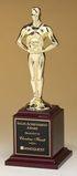 Custom Cast Metal Trophy of Classic Achiever Figure on Rosewood Stained Base /13