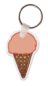 Custom Ice Cream Cone Key Tag W/ Key Ring, 1.54" W x 2.32" H
