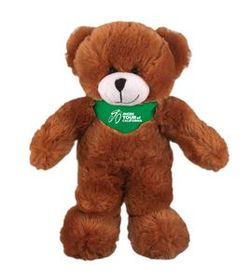 Custom Soft Plush Mocha Teddy Bear with Bandana 12"