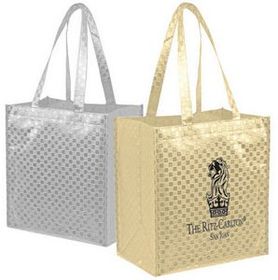Custom Checkered Laminate Tote Bag, 14" W x 16" H x 10" D