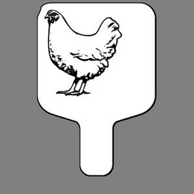Custom Hand Held Fan W/ Chicken, 7 1/2" W x 11" H