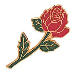 Blank Long-Stem Red Rose Award Pin, 7/8" L