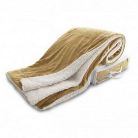 Blank Oversized Micro Mink Sherpa Blanket (Overseas) - Camel, 60" W X 72" L
