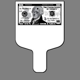 Custom Hand Held Fan W/ 10 Dollar Bill (Face Up), 7 1/2