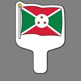 Custom Hand Held Fan W/ Full Color Flag of Burundi, 7 1/2" W x 11" H