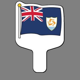 Custom Hand Held Fan W/ Full Color Flag of Anguilla, 7 1/2" W x 11" H