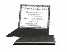 Custom Faux Leather Certificate Holder, 11 1/2" W X 9 1/2" H X 3/8" D