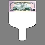 Custom Hand Held Fan W/ Full Color 50 Dollar Bill (Face Down), 7 1/2