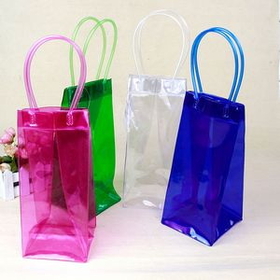 Custom Collapsible Wine PVC Clear Bag, 4 3/8" L x 4 3/8" W x 10" H