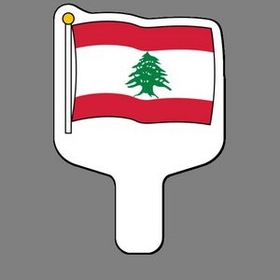 Custom Hand Held Fan W/ Full Color Flag of Lebanon, 7 1/2" W x 11" H