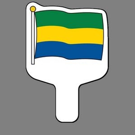 Custom Hand Held Fan W/ Full Color Flag Of Gabon, 7 1/2" W x 11" H