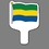 Custom Hand Held Fan W/ Full Color Flag Of Gabon, 7 1/2" W x 11" H, Price/piece
