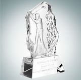 Custom Male Golfer Swing Optical Crystal Molten Glass Award (6 3/4