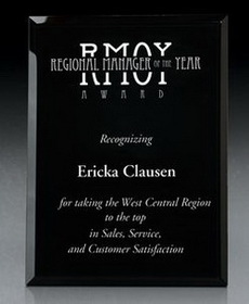 Custom Black Pearl Colored Glass Award (8"x10"x1/2")