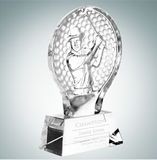 Custom Male Golfer Champion Optical Crystal Molten Glass Award (8 1/4