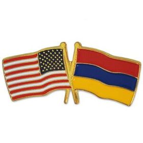 Blank Usa & Armenia Flag Pin, 1 1/8" W X 1/2" H