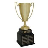Custom Perpetual Gold Cup Trophy w/Black Wood Base (20 1/2