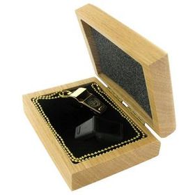 Custom Deluxe Gold Whistle Gift Set In Oak Box, 4 3/4" L X 3 1/2" W X 1 3/4" H