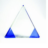 Custom Triangle Blue And Clear Crystal Award (Sand Blasted), 8