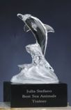 Custom Crystal Dolphin Figurine on Wave Award