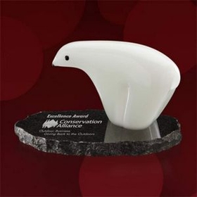 Custom Polar Bear on Granite Award - 6"x8"x4"
