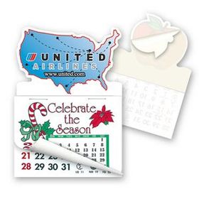 Custom Printed Usa Shape Calendar Pad Sticker With Tear Away Calendar, 4" L X 3" W