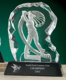Custom Woman Golfer Glacier Sports Award w/ Genuine Marble Base (7.5