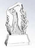Custom Molten Glass Golfer on Crystal Base Swing Award, 6-7/8